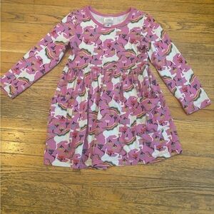 Hanna Anderssson Pink Unicorn Long Sleeve Dress